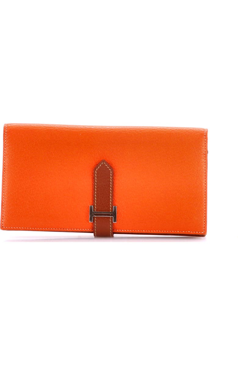 Pre-Owned Hermes Bearn Wallet Chevre Mysore Long, Main, color, Feu