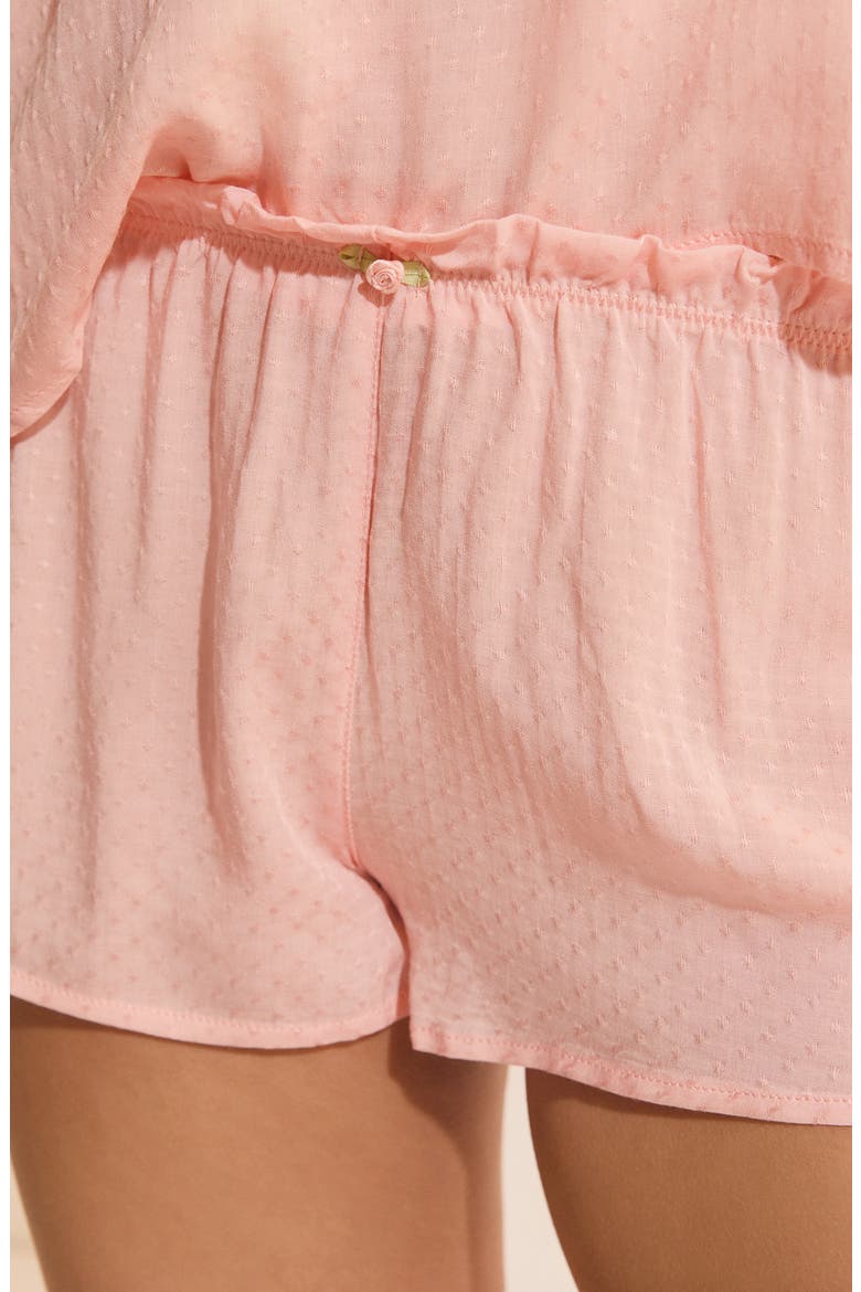 Freesia Swiss Dot Pajama Shorts, Alternate, color, PINK SALMON