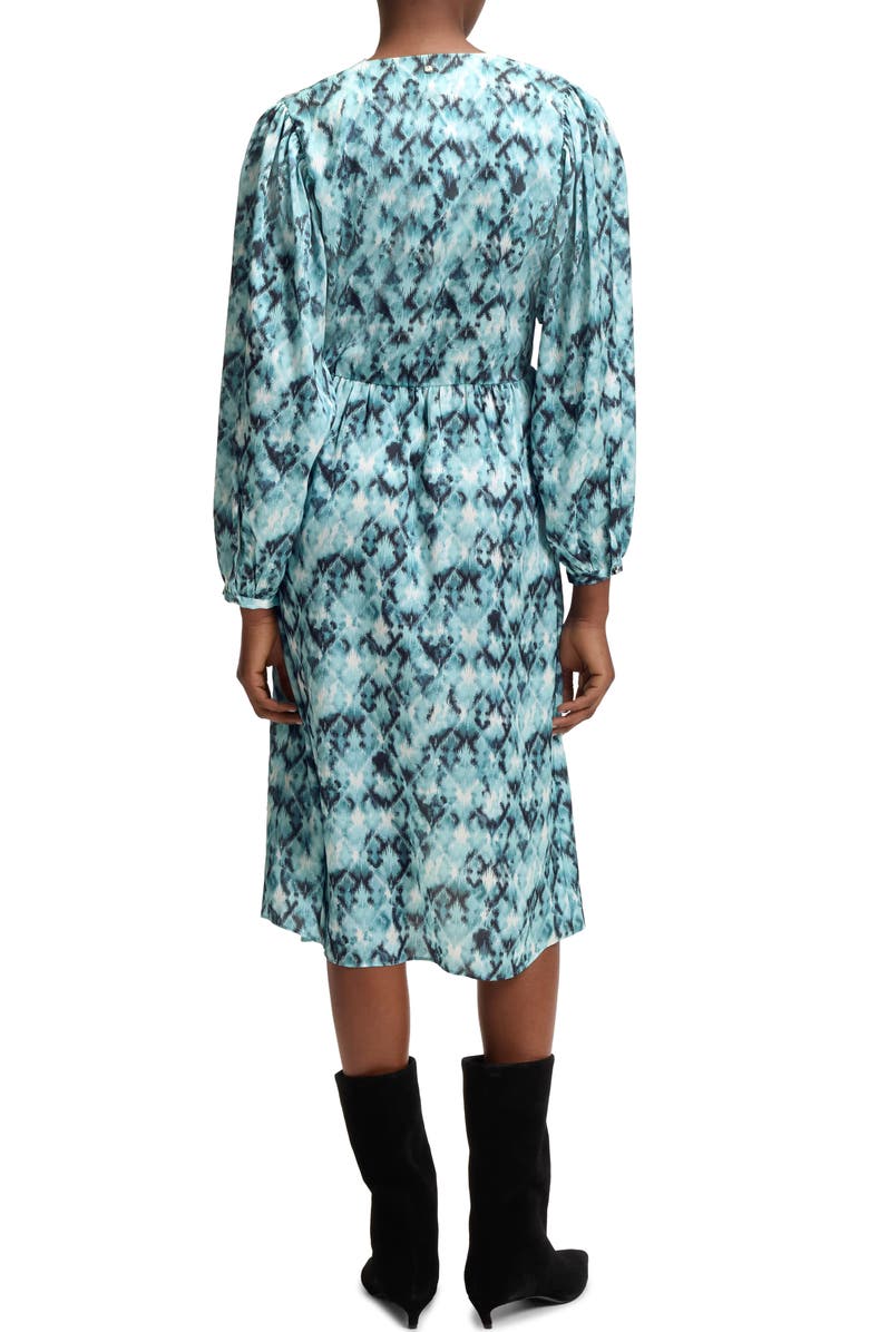 BOSS Orange Divanta Long Sleeve Midi Dress, Alternate, color, Teal Multi