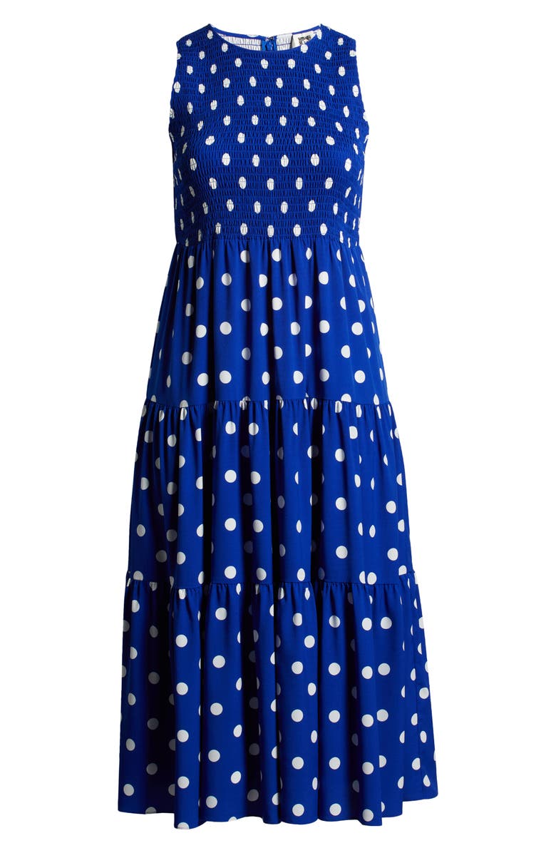 Anne Klein Polka Dot Print Sleeveless Tiered Maxi Dress, Alternate, color, 