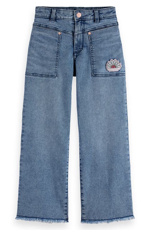 Kids' Floral Wide Leg Denim Jeans (Little Kid & Big Kid)