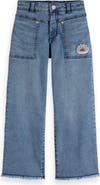 Scotch & Soda Kids' Floral Wide Leg Denim Jeans