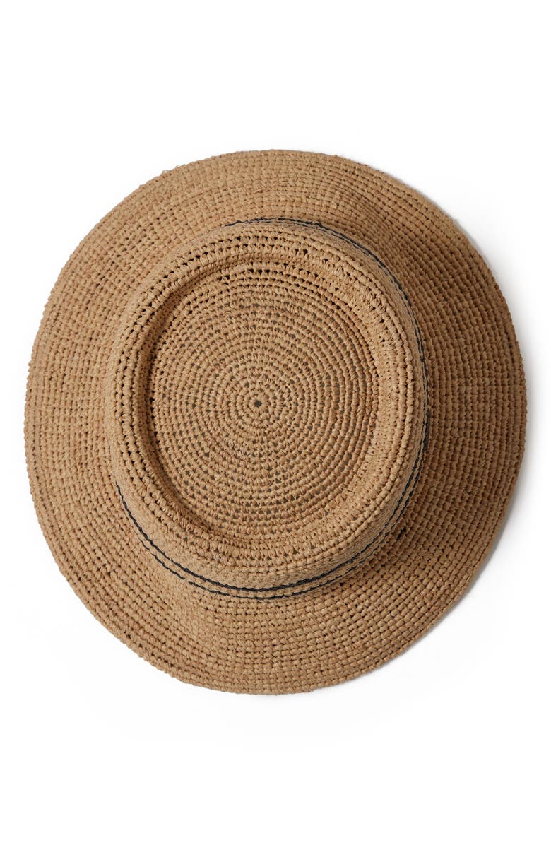 Brixton Ellee Straw Packable Bucket Hat, Alternate, color, Tan/ Black