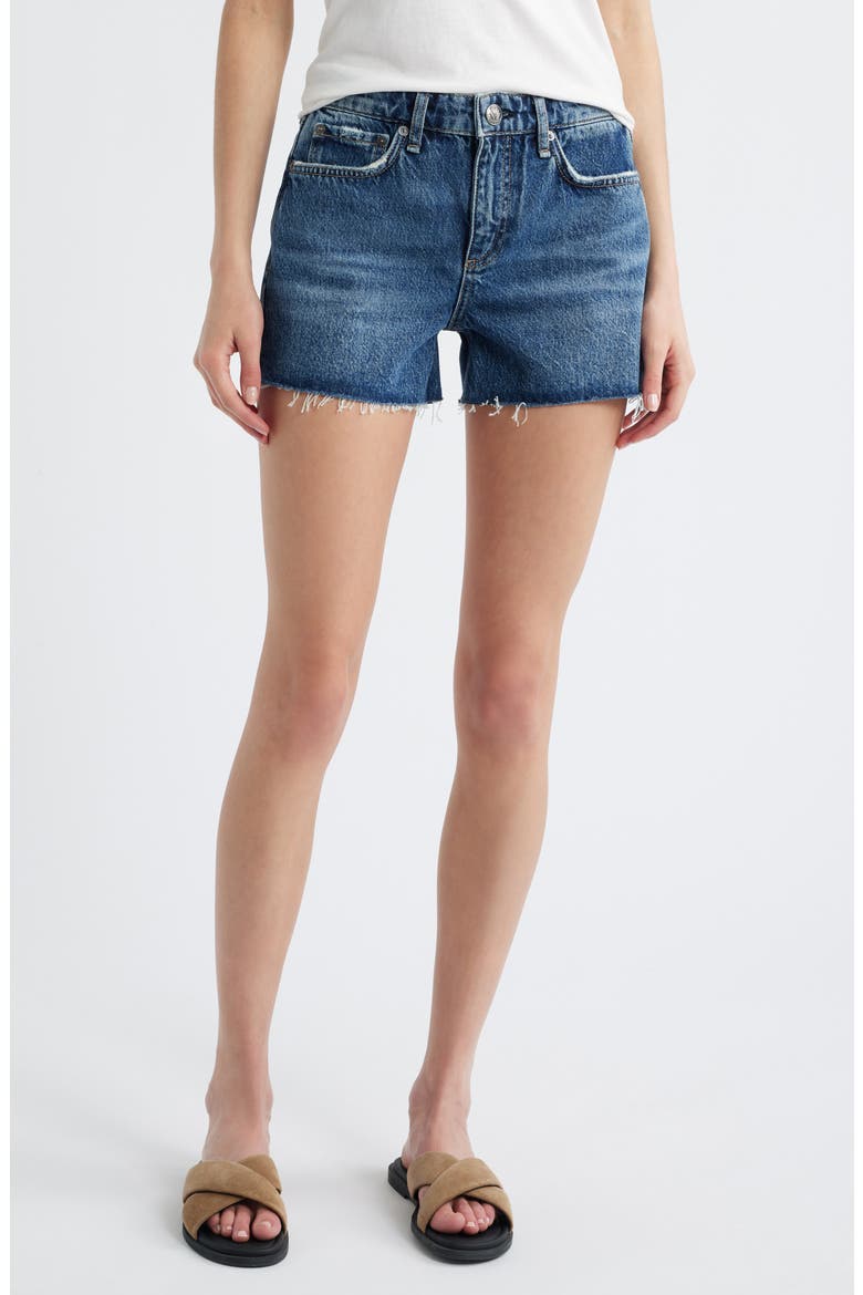 Dre Raw Hem Boyfriend Denim Shorts, Main, color, CANNON