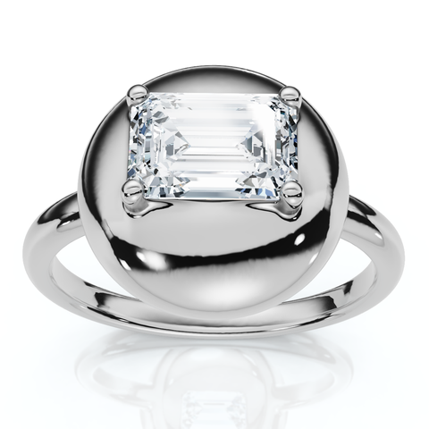 1Ct Emerald Cut Solitaire Candy Button Diamond RingLab Grown