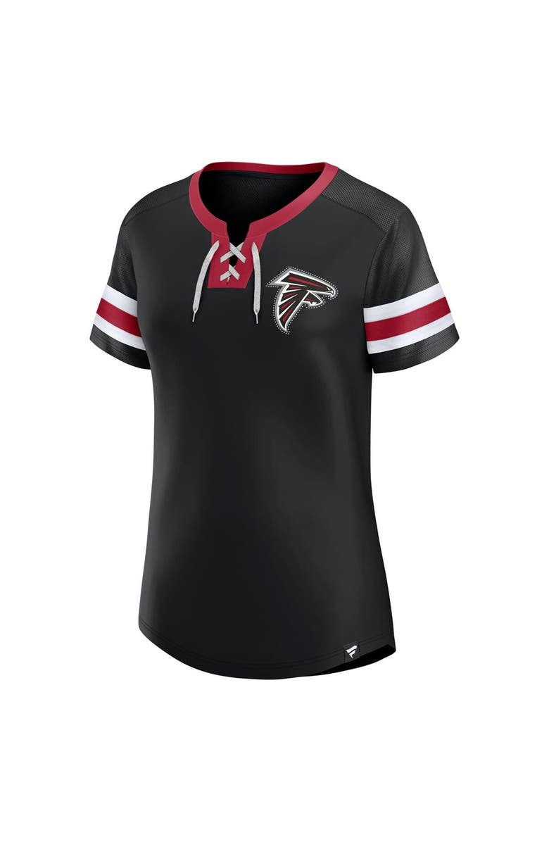 FANATICS Women's Fanatics  Black Atlanta Falcons Lace-Up Bling T-Shirt, Alternate, color, Black