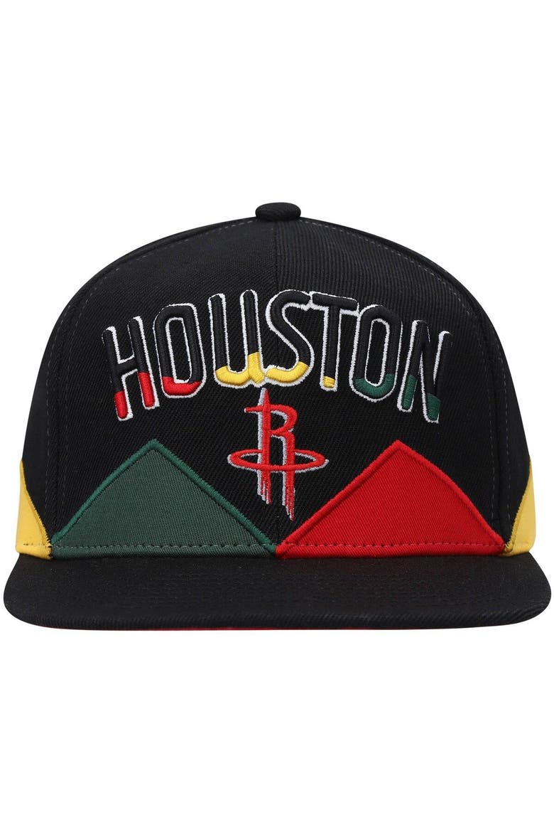 Men's Mitchell & Ness Black Houston Rockets Black History Month Snapback Hat, Alternate, color, Black