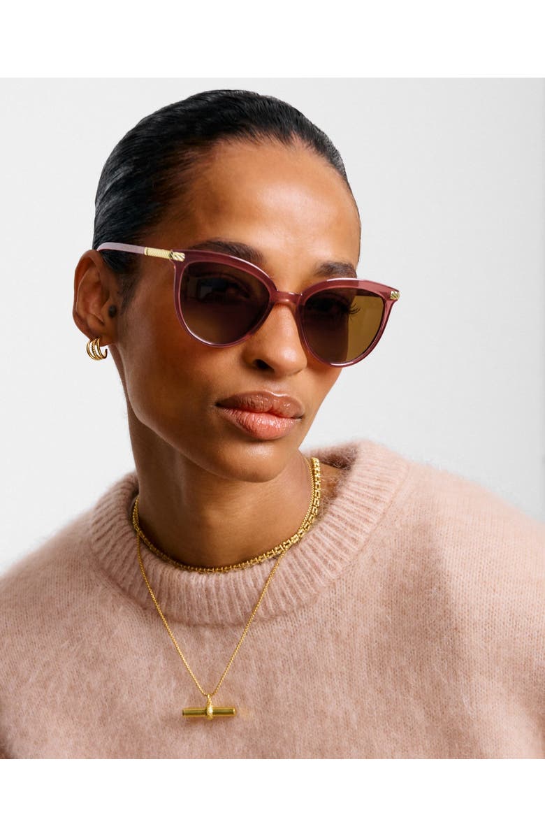 Katie Loxton Ravello Round Sunglasses in Cherry Transparent, Alternate, color, Cherry