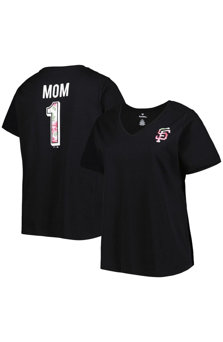 PROFILE Women's Black San Francisco Giants Mother's Day Plus Size Best Mom Ever V-Neck T-Shirt, Main, color, Black