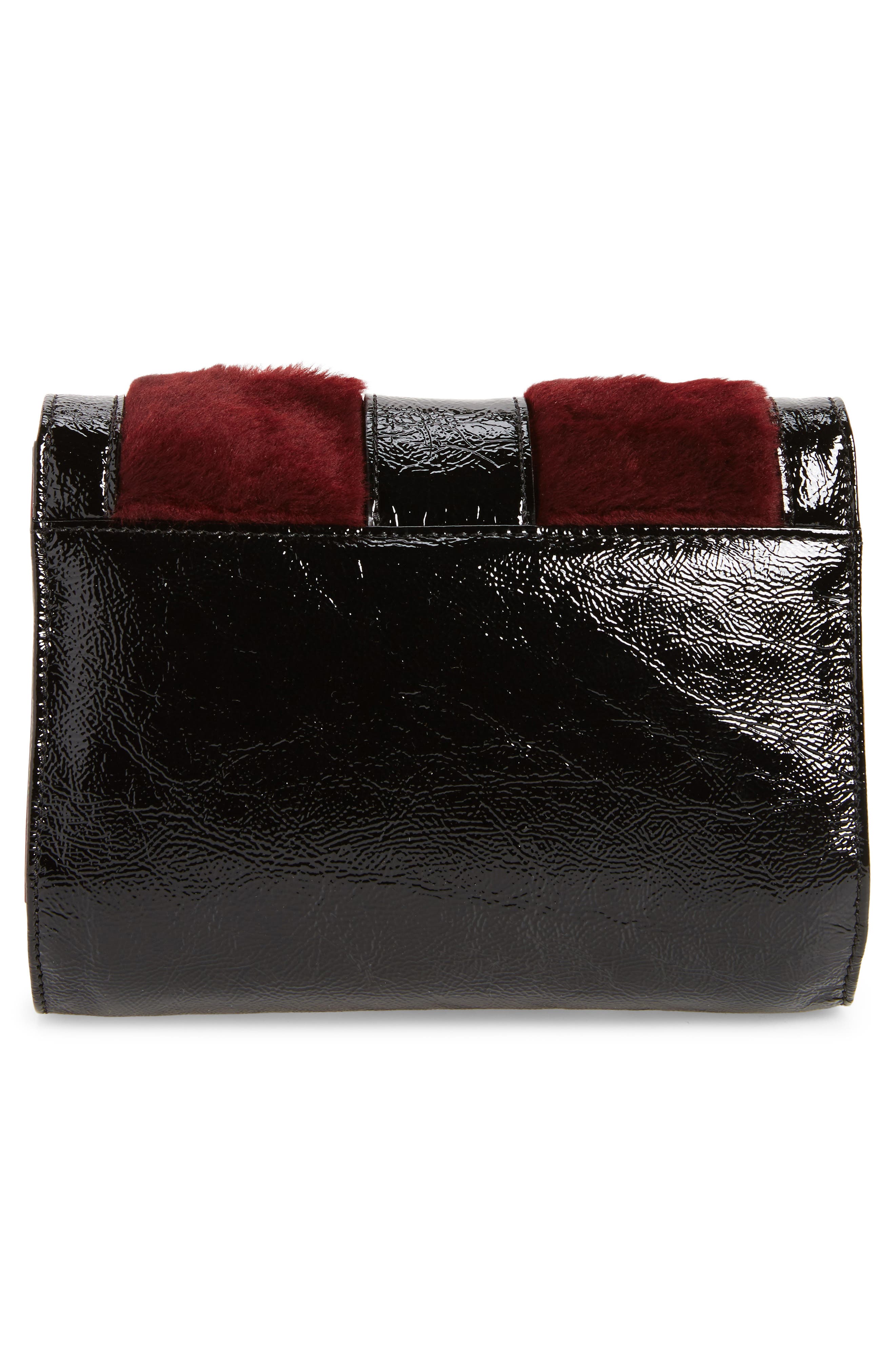 Longchamp La Baronne Genuine Shearling Trim Leather Clutch, Alternate, color, Red Lacquer