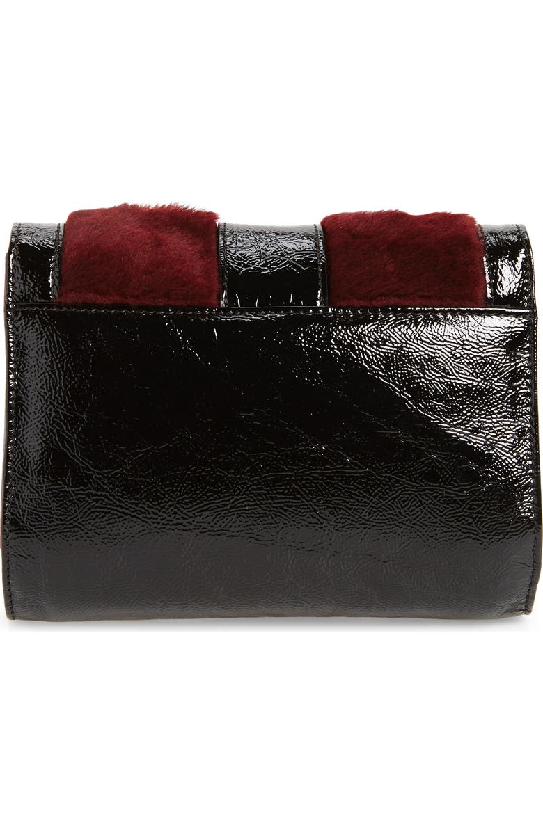 Longchamp La Baronne Genuine Shearling Trim Leather Clutch, Alternate, color, Red Lacquer