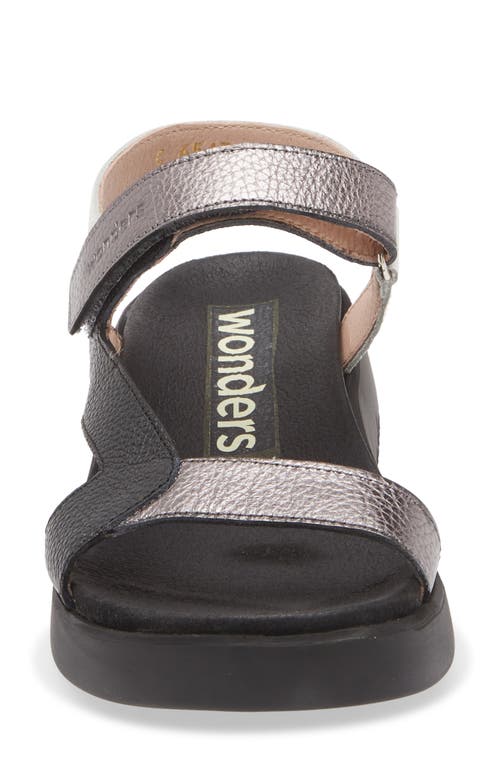 Wonders Colorblock Leather Sandal In Black/silver Multi