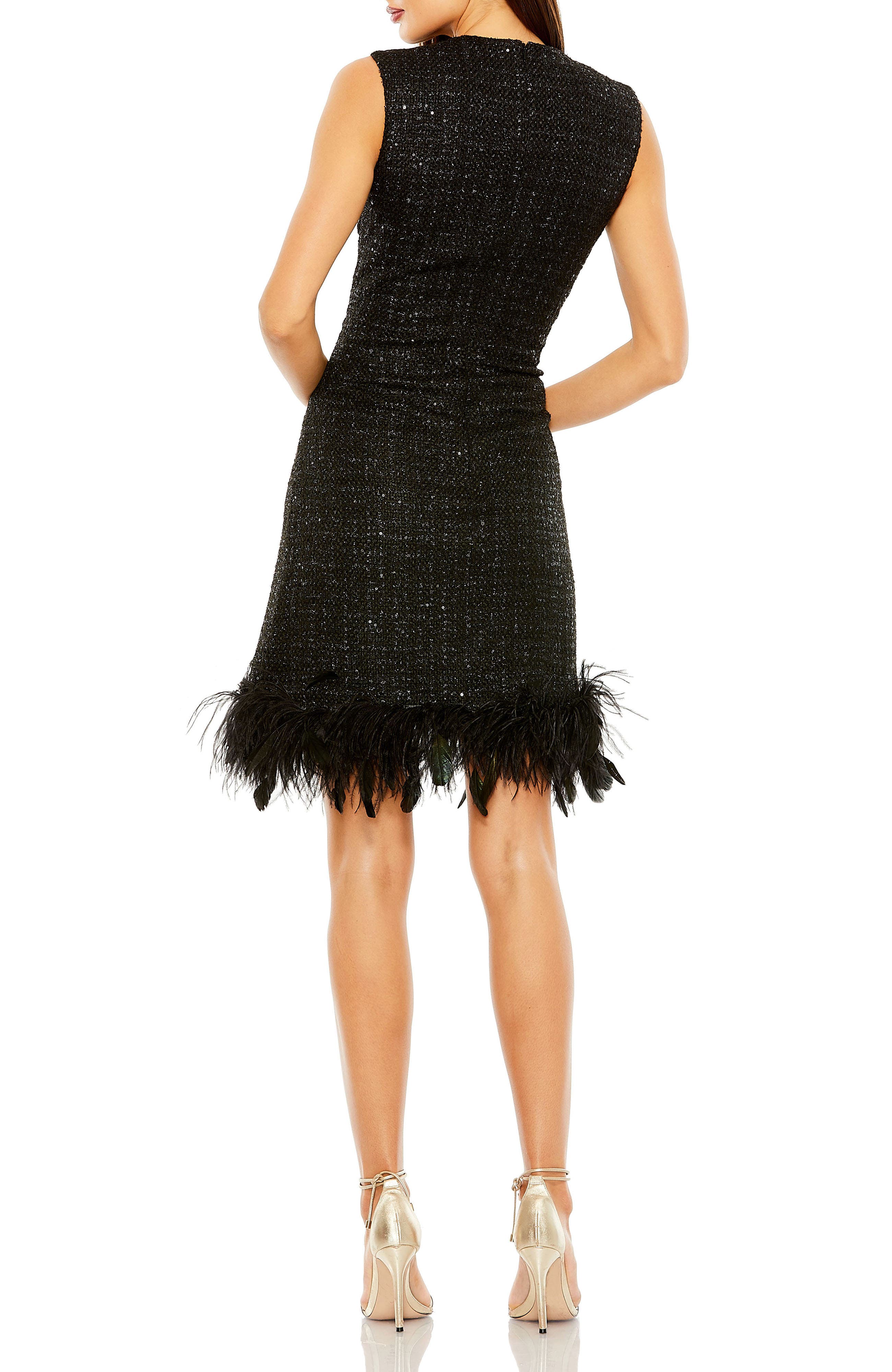 A-Line Shift Dress with Feather Trim - image 2
