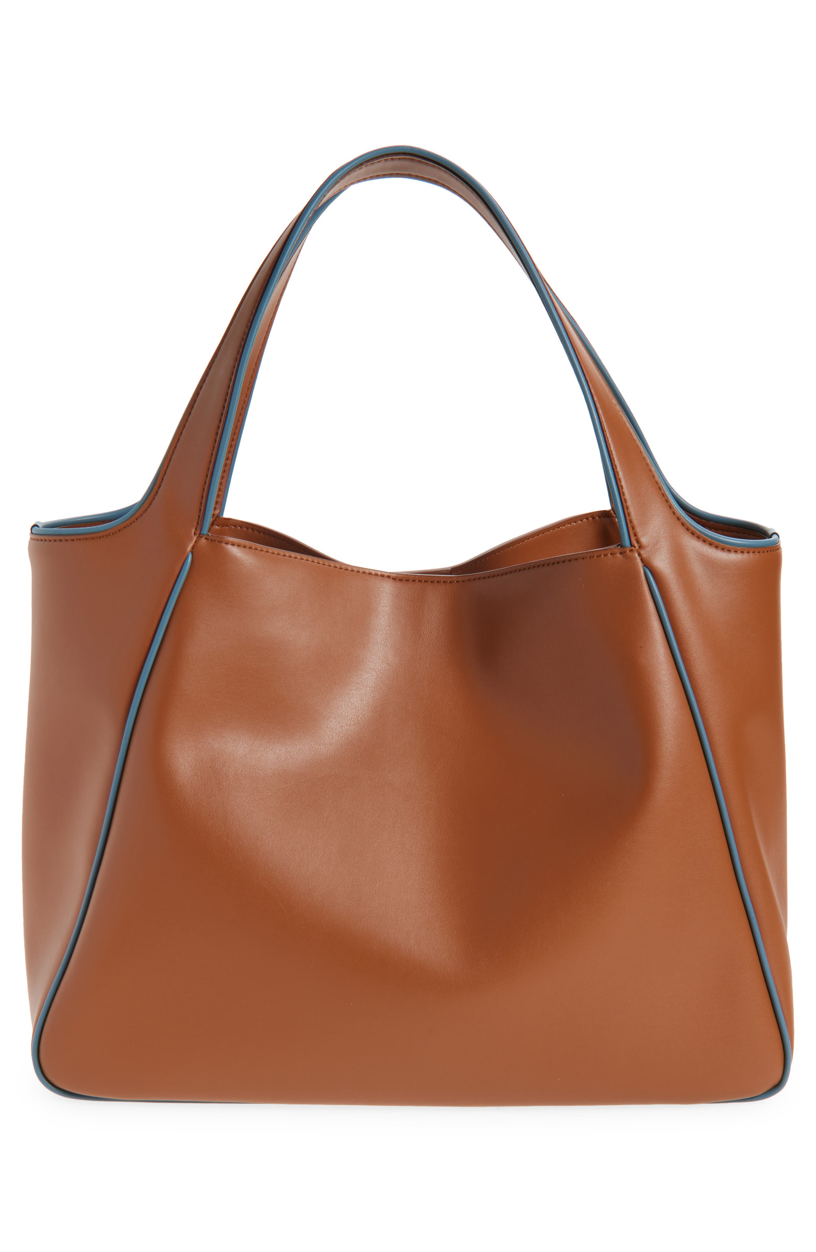 Stella McCartney Perforated Logo Faux Leather Tote, Alternate, color, Brandy