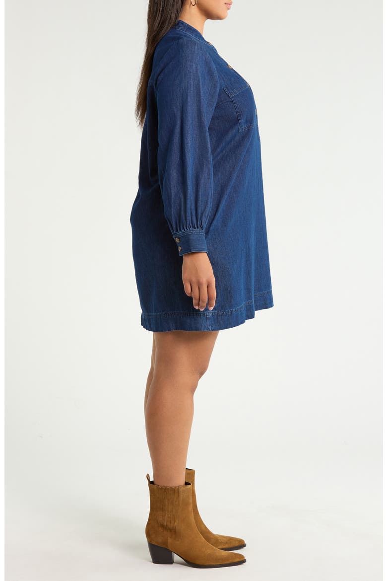 Cotton Chambray Button Front Dress, Alternate, color, DARK WASH