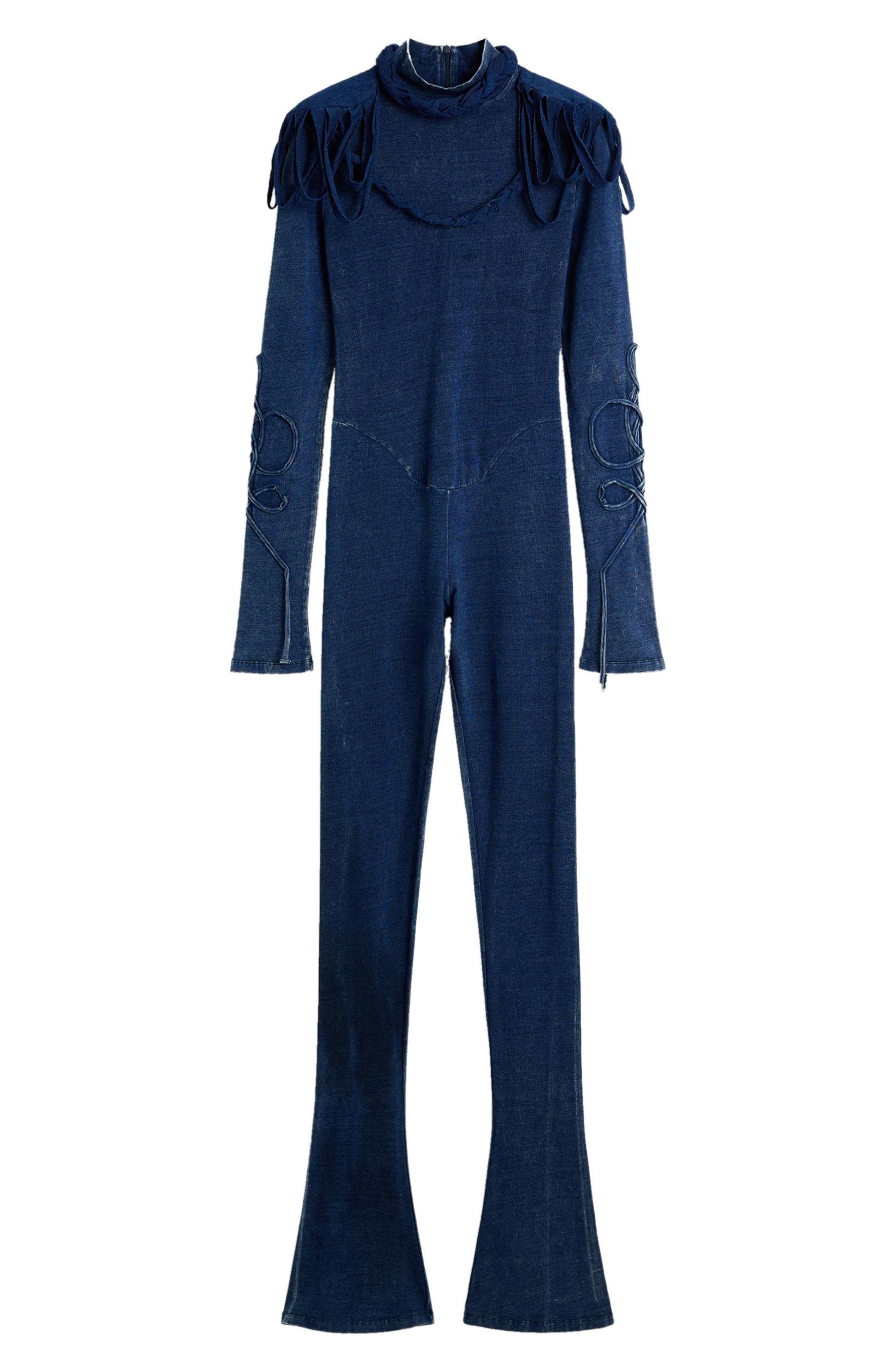 Desigual Texture Mock Neck Long Sleeve Jumpsuit (Women) | Nordstrom