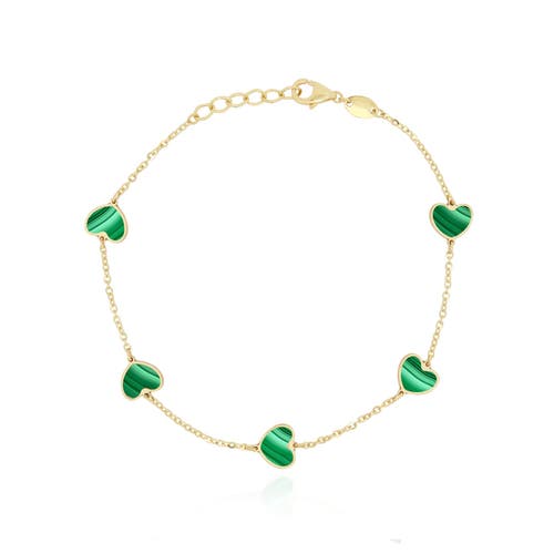 The Lovery Fine Jewelry Malachite Heart Station Bracelet In Green