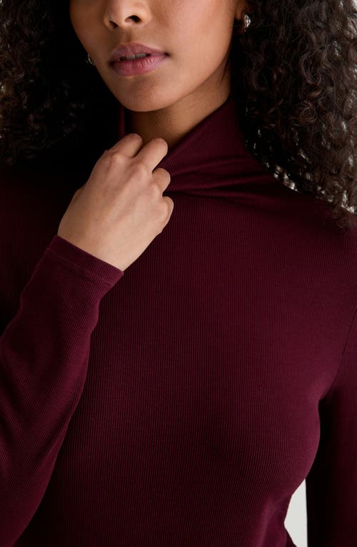 Ag The Chels Long Sleeve Ribbed Turtleneck In Burgundy