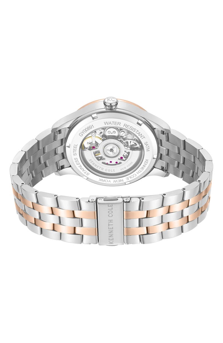 Kenneth Cole New York Varick Open Heart Automatic Bracelet Watch, 43mm, Alternate, color, Silver Multi