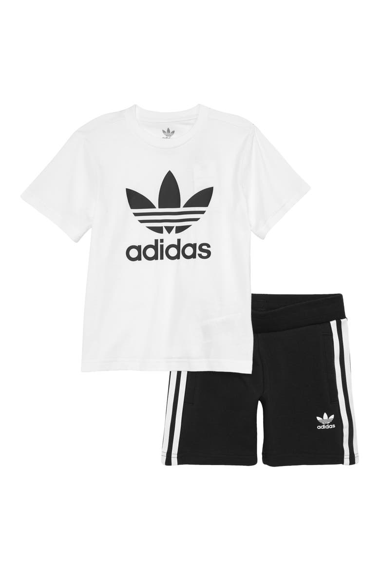 Kids' Graphic Tee & Shorts Set, Main, color, WHITE/ BLACK