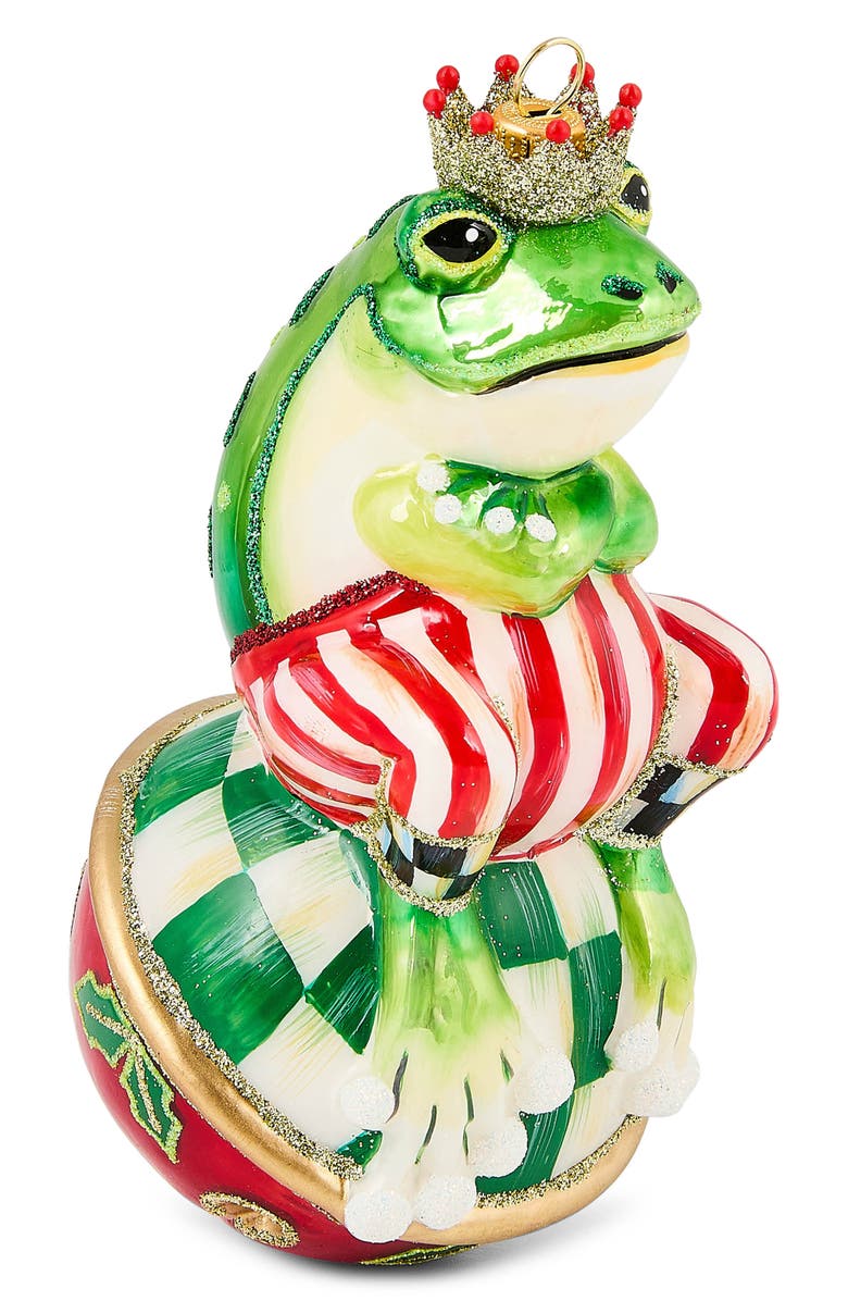 MACKENZIE CHILDS Check it Out Mr. Jingles Glass Ornament, Alternate, color, Green