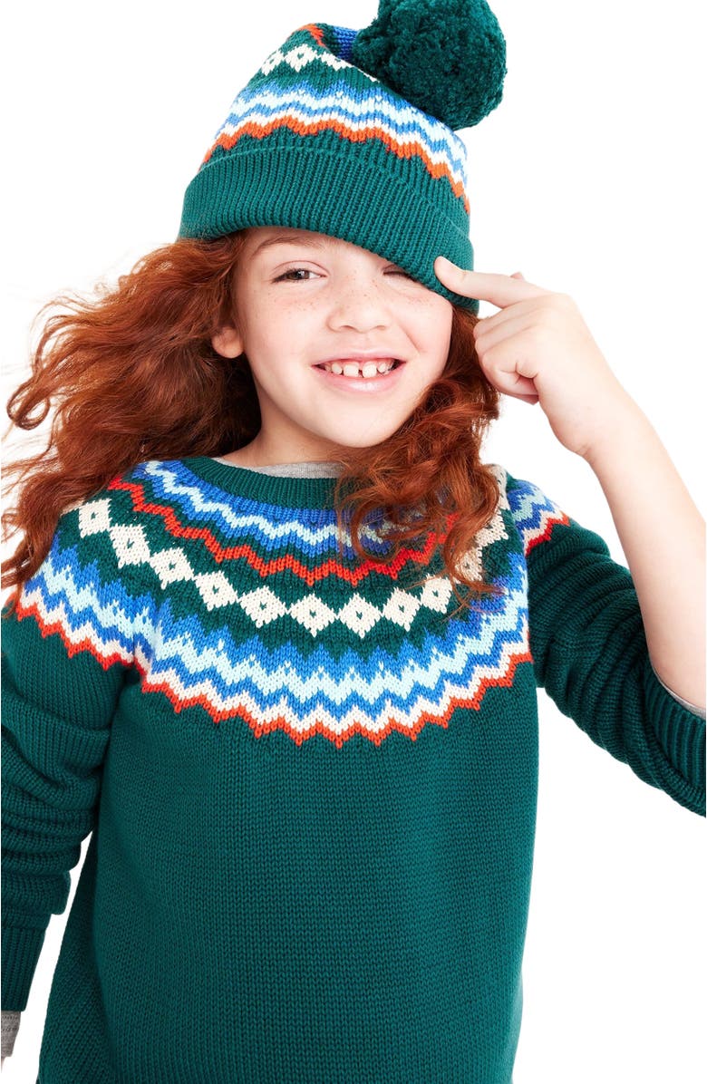 Primary Kids Fair Isle Sweater, Alternate, color, Spruce