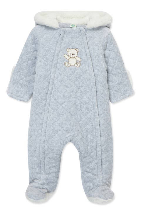 Quilted Gray Bear Hooded Pram (Baby)