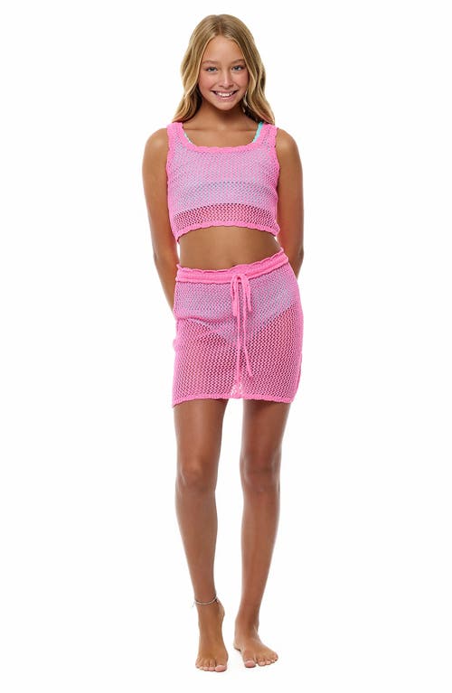 Beach Lingo Kids' Sheer Cover-up Tank & Skirt Set In Doll Pink
