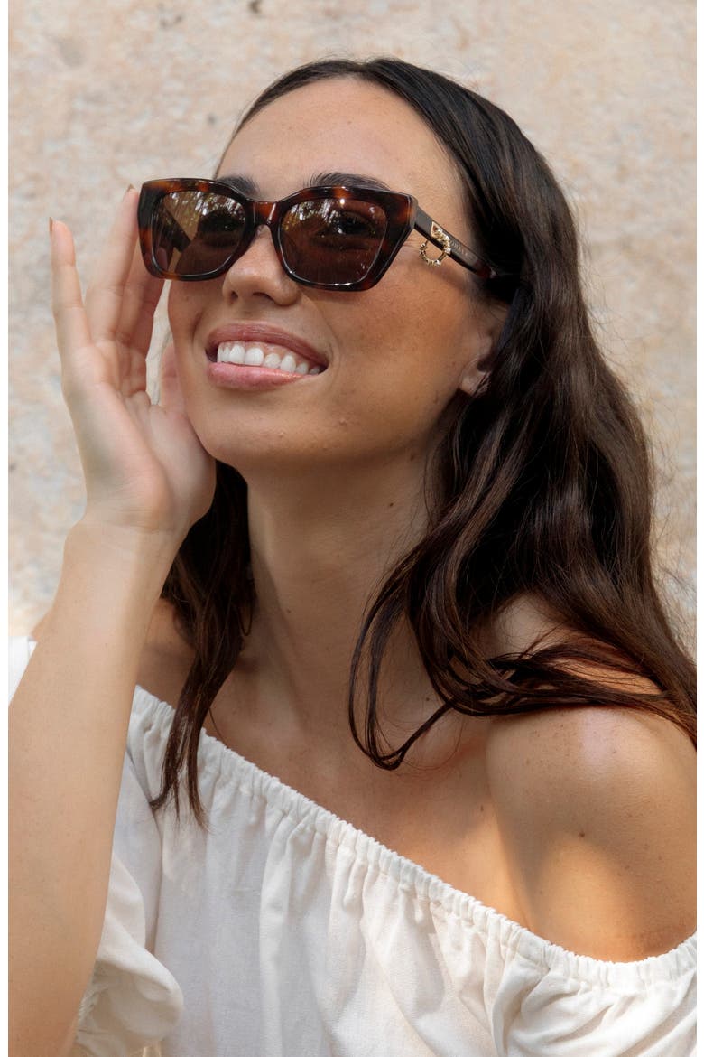 Kai 55mm Cat Eye Polarized Sunglasses, Alternate, color, CAPPUCCINO / TAN LENSES