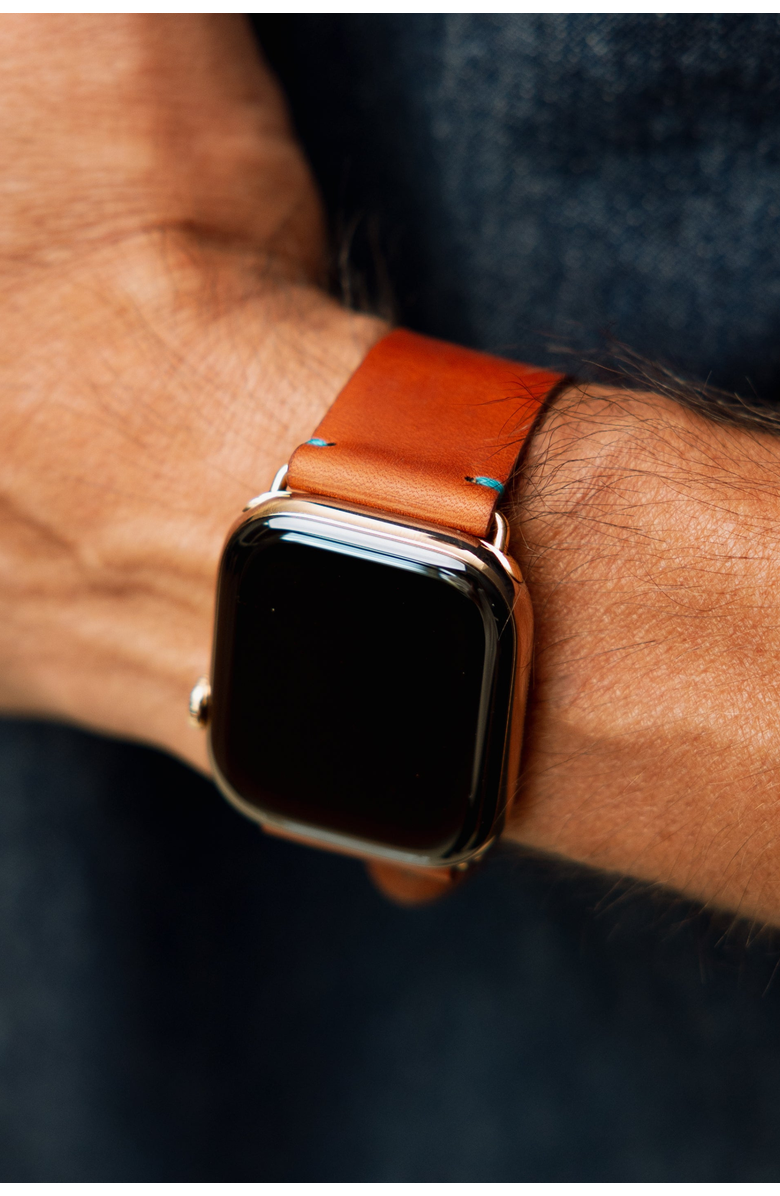 Bluebonnet The Companion Horween Leather Apple Watch Band, Alternate, color, English Tan