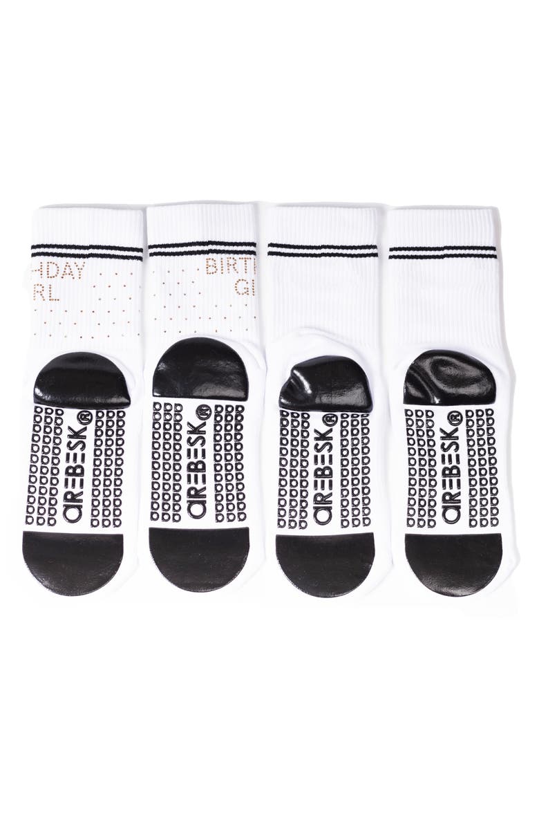 Arebesk Birthday Classic Assorted 2-Pack Gripper Quarter Socks, Alternate, color, White