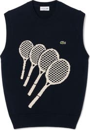 Lacoste Tennis Rackets Jacquard Cotton Sweater Vest