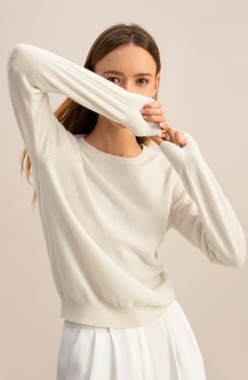 Lilysilk Cashmere Super Soft Crewneck Sweater In Natural White