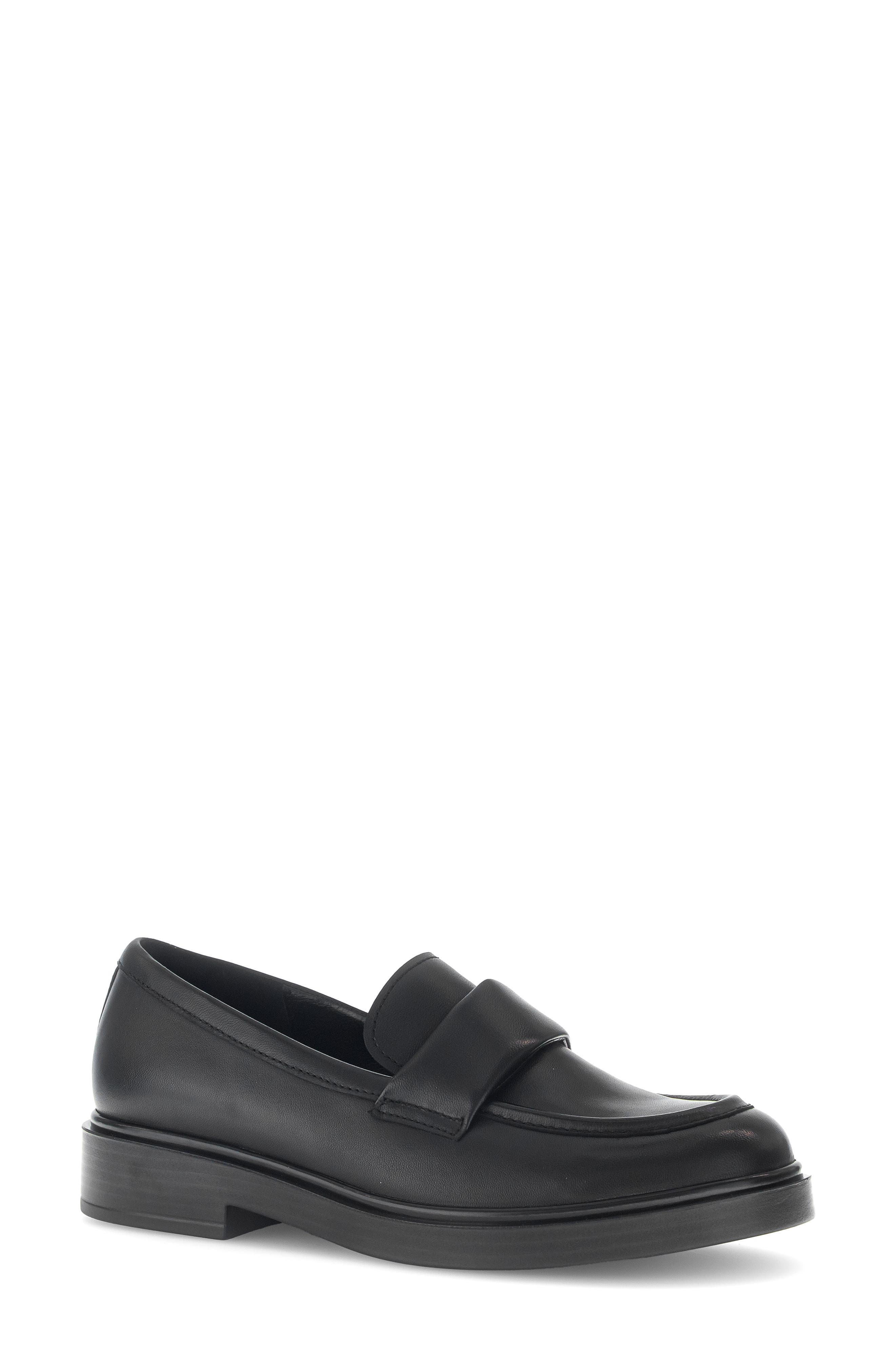 Gabor Leather Loafer, Main, color, Black