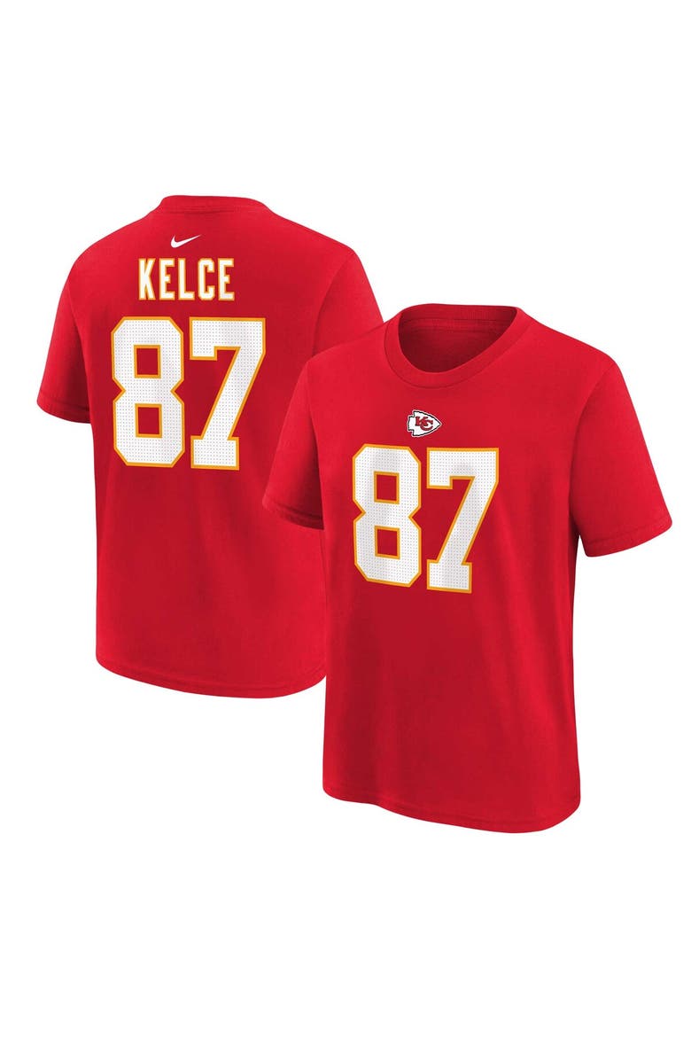Youth Nike Travis Kelce Red Kansas City Chiefs Player Name & Number T-Shirt, Main, color, Red