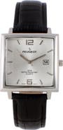 Peugeot Modern Square Calendar Leather Watch - 35MM
