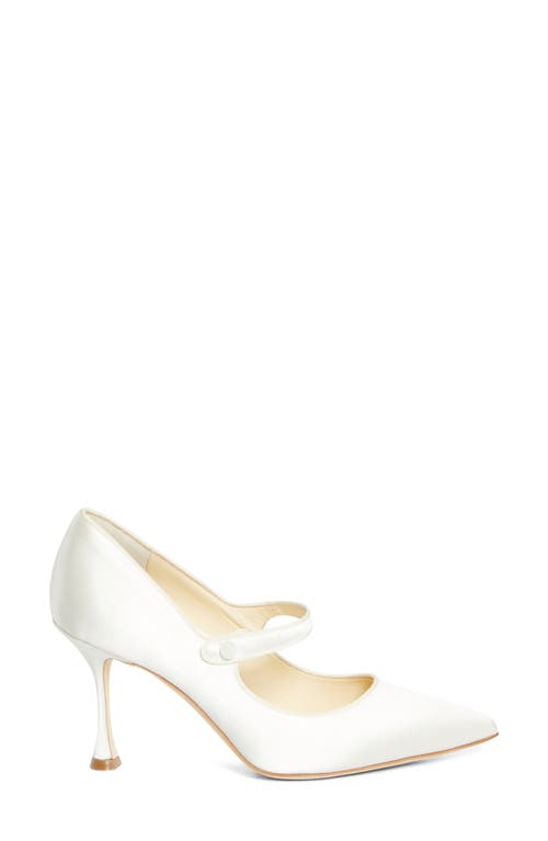 Manolo Blahnik Camparinew Bridal Pointed Toe Mary Jane Pump In White