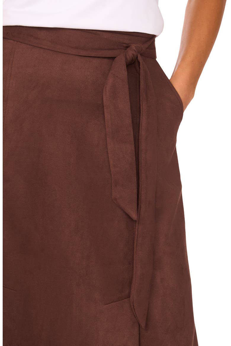 Faux Suede Faux Wrap Skirt, Alternate, color, CHOCOLATE