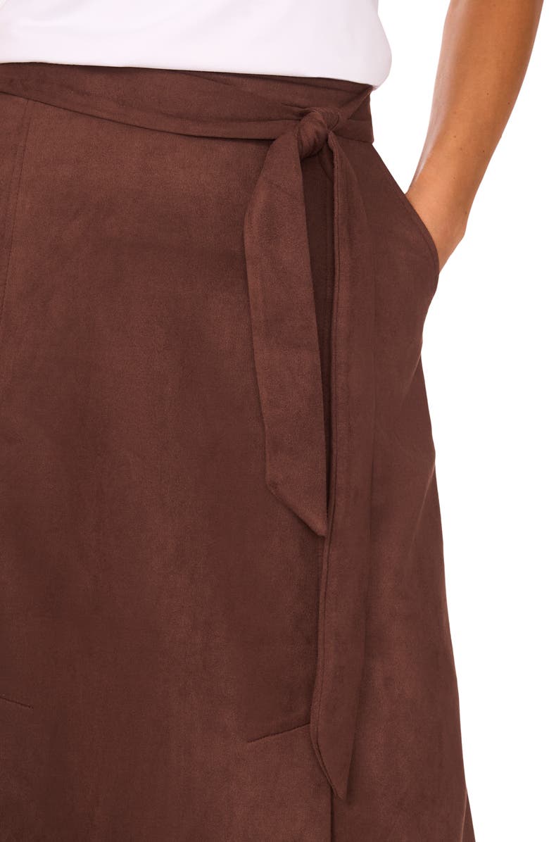Halogen<sup>®</sup> Faux Suede Faux Wrap Skirt, Alternate, color, Chocolate