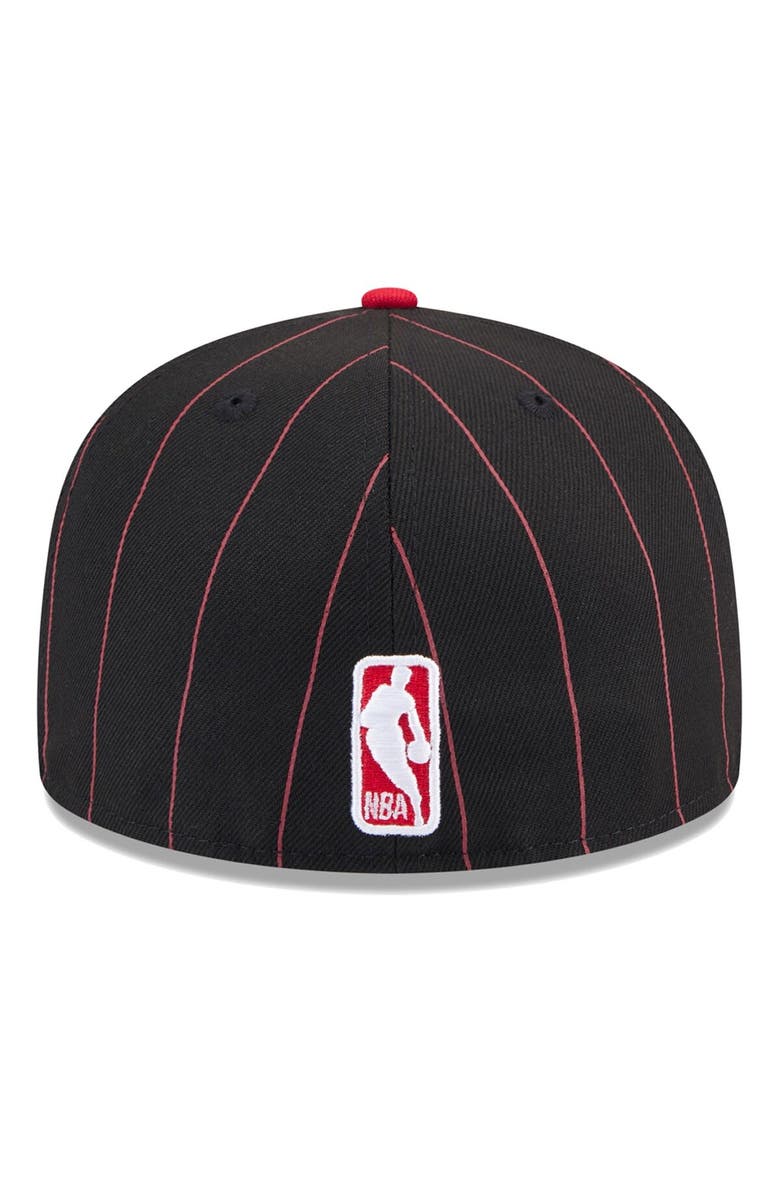 New Era Men's New Era Black/Red Chicago Bulls Pinstripe Two-Tone 59FIFTY Fitted Hat, Alternate, color, 