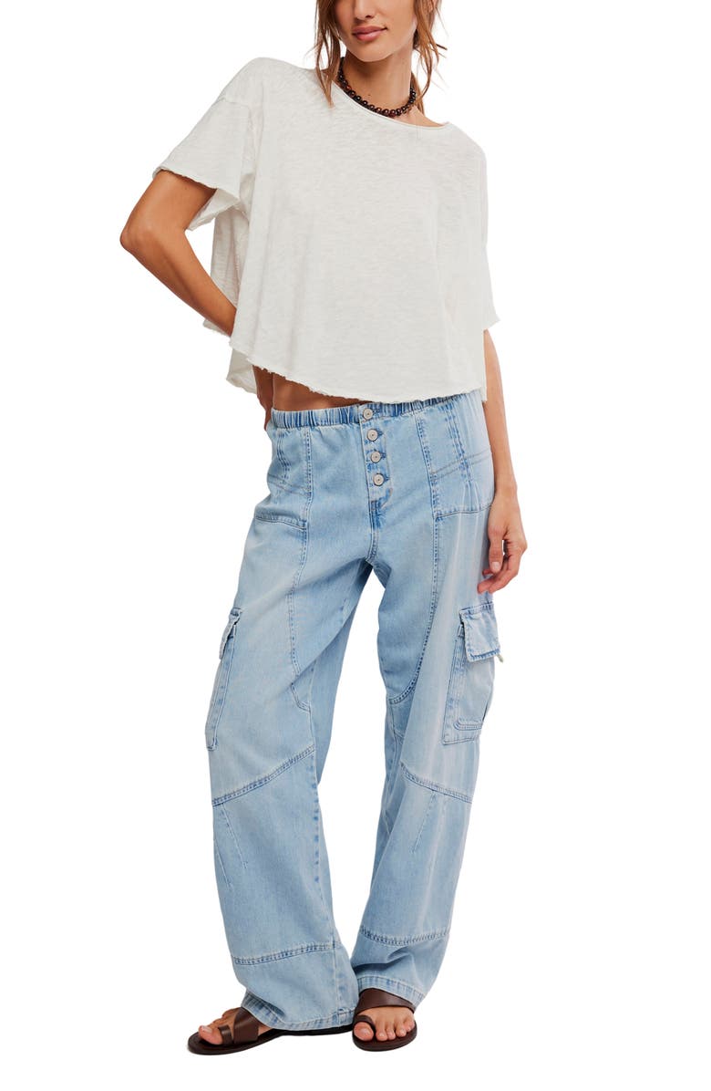 Free People Wallflower Barrel Leg Cotton Jeans, Alternate, color, Victoria