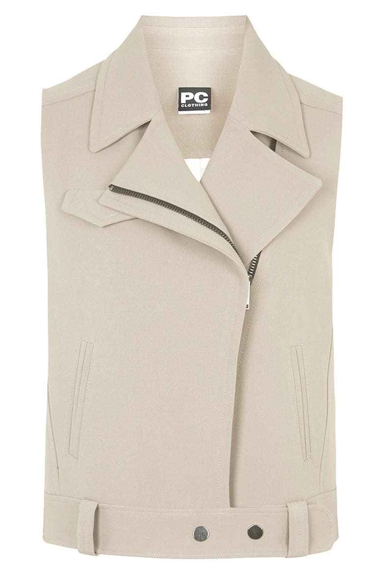 Belted Biker Vest, Alternate, color, GREY