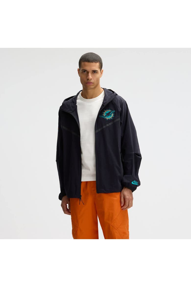 Men's Nike Pitch Blue Miami Dolphins 2025 Rivalries Collection Tech Raglan Full-Zip Jacket, Main, color, Navy