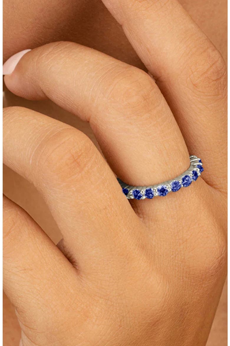 Gracie Cubic Zirconia Eternity Ring, Alternate, color, SILVER/ SAPPHIRE