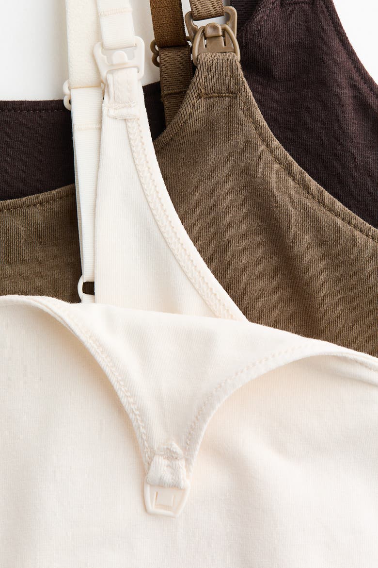 Mama 3-pack nursing camisole tops, Alternate, color, Dark brown/Khaki green
