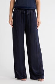 Nordstrom Tie Front Satin Wide Leg Pants