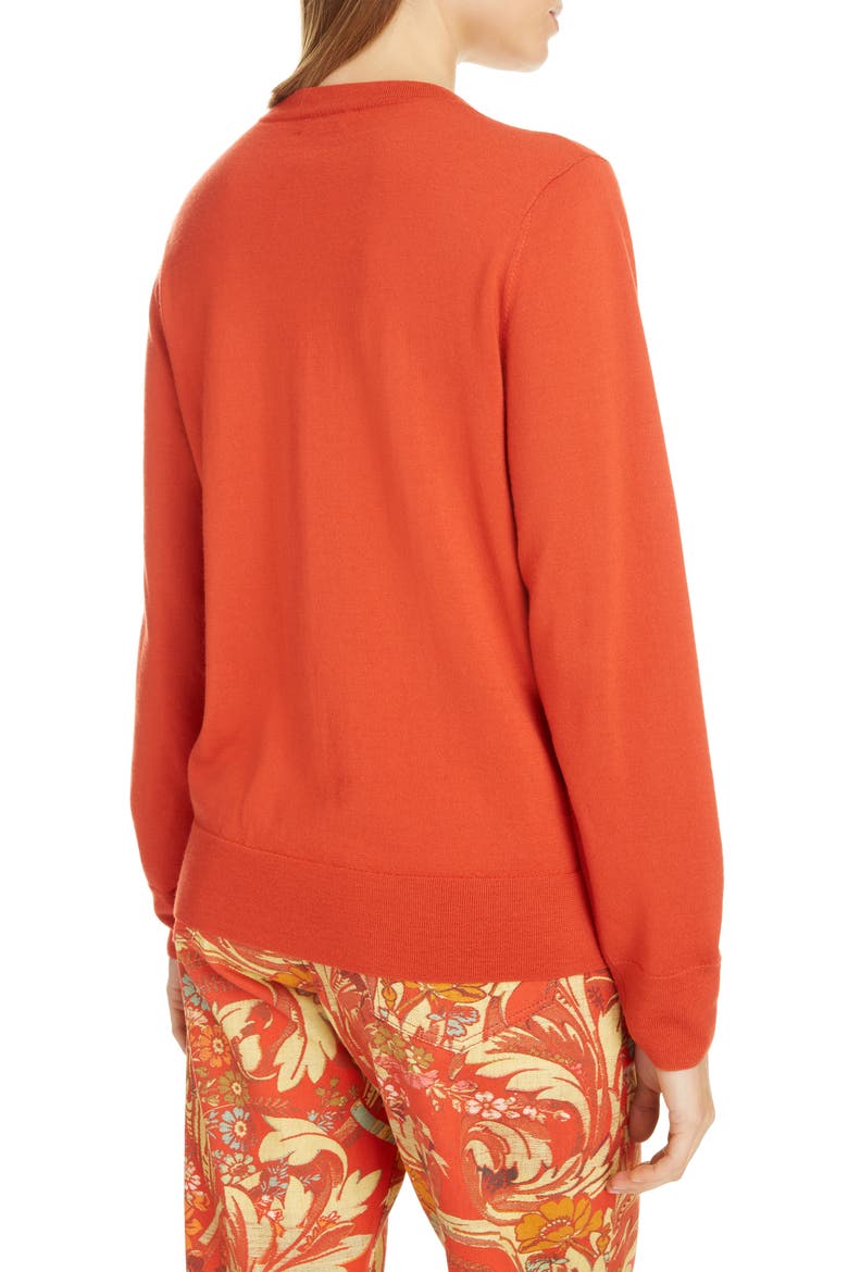 Janae Merino Wool Cardigan, Alternate, color, VERMILLION