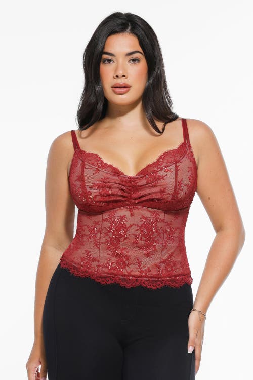 Popilush Shapewear Lace Contouring Camisole In Red