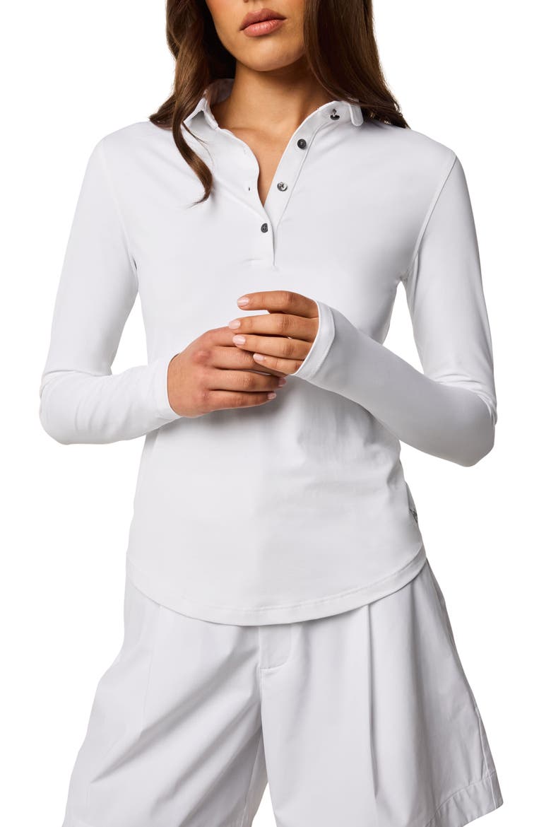 Scarlett Long Sleeve Stretch Nylon Polo, Main, color, ARCTIC