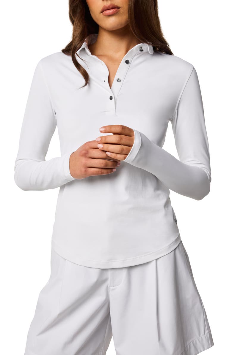 Greyson Scarlett Long Sleeve Stretch Nylon Polo, Main, color, Arctic